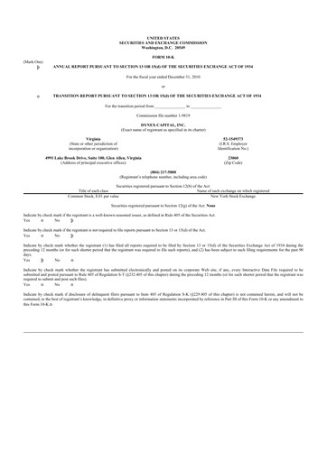 Thumbnail Dynex Capital 10-K Annual Report 