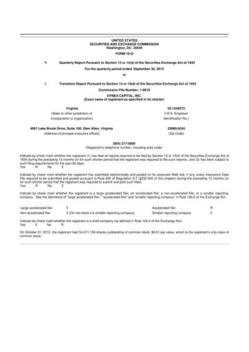 Thumbnail Dynex Capital 10-Q Quarterly Report FY2012 