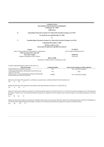 Thumbnail Dynex Capital 10-K Annual Report 2020