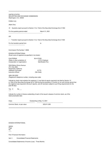 Thumbnail Edison International
 10-Q Quarterly Report FY 