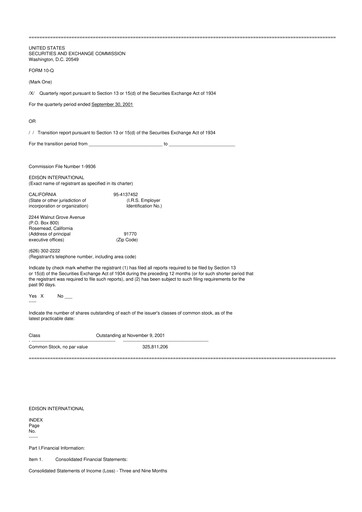 Thumbnail Edison International
 10-Q Quarterly Report FY 
