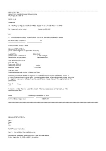 Thumbnail Edison International
 10-Q Quarterly Report FY 