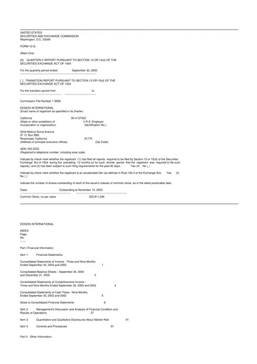 Thumbnail Edison International
 10-Q Quarterly Report FY 