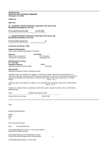 Thumbnail Edison International
 10-Q Quarterly Report FY 