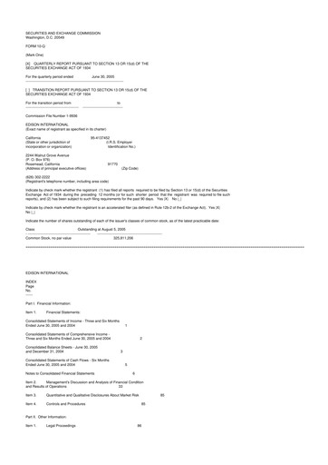 Thumbnail Edison International
 10-Q Quarterly Report FY 