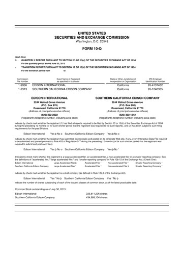 Thumbnail Edison International
 10-Q Quarterly Report FY 