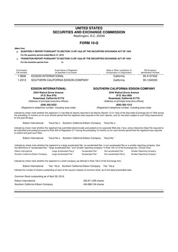 Thumbnail Edison International
 10-Q Quarterly Report FY 