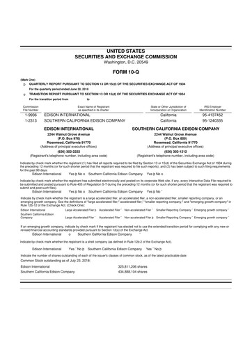 Thumbnail Edison International
 10-Q Quarterly Report FY 