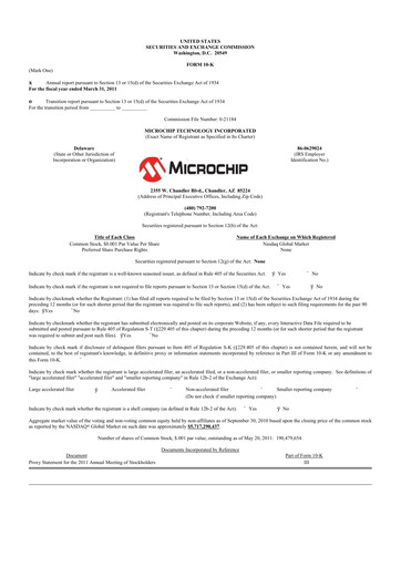 Vorschaubild Microchip Technology 10-K Jahresbericht 2011