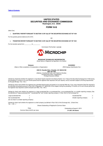 Vorschaubild Microchip Technology 10-Q Quartalsbericht 2016 