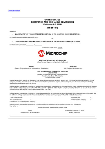 Vorschaubild Microchip Technology 10-Q Quartalsbericht 2016 