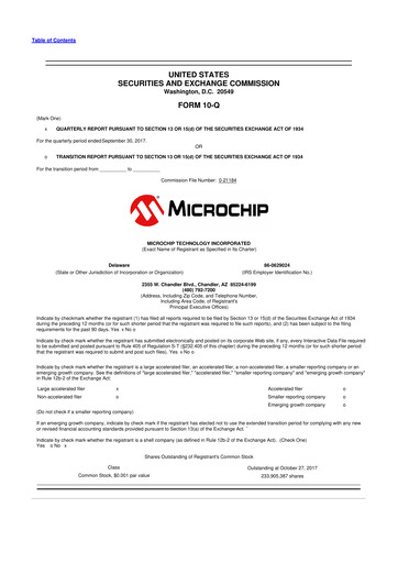Vorschaubild Microchip Technology 10-Q Quartalsbericht 2018 