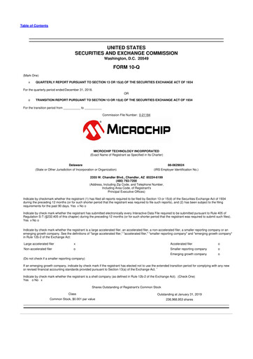 Vorschaubild Microchip Technology 10-Q Quartalsbericht 2019 
