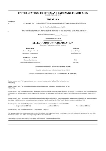 Thumbnail Sleep Number 10-K Annual Report 