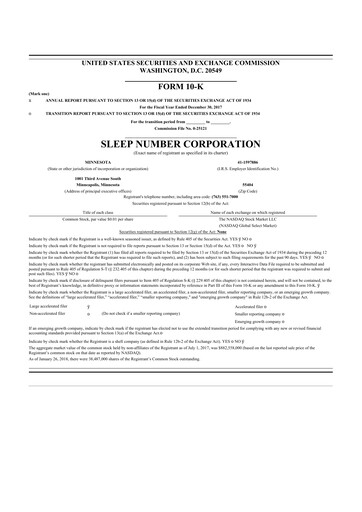 Thumbnail Sleep Number 10-K Annual Report 2017