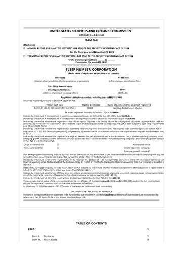 Thumbnail Sleep Number 10-K Annual Report 2024