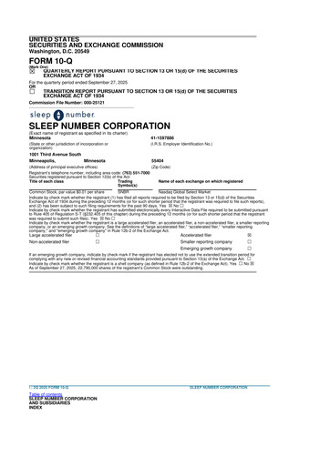 Thumbnail Sleep Number 10-Q Quarterly Report FY2025 