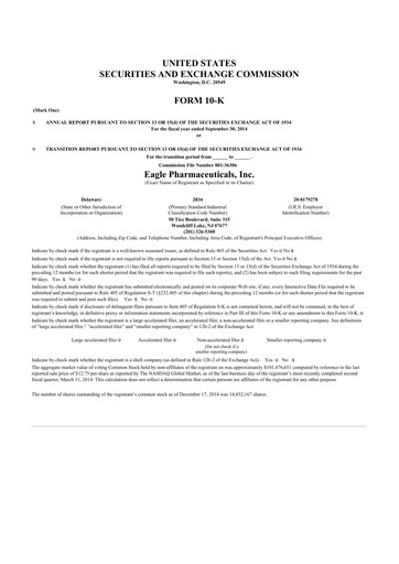 Thumbnail Eagle Pharmaceuticals
 10-K Annual Report 2014