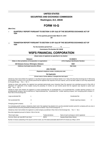Miniature WSFS Financial 10-Q Rapport trimestriel  