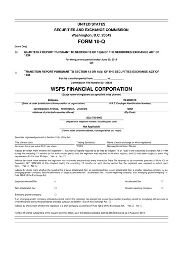 Miniature WSFS Financial 10-Q Rapport trimestriel  