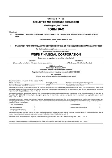 Miniature WSFS Financial 10-Q Rapport trimestriel  