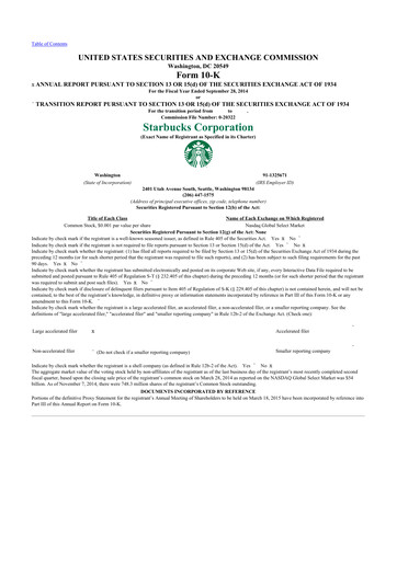 Thumbnail Starbucks 10-K Annual Report 2014