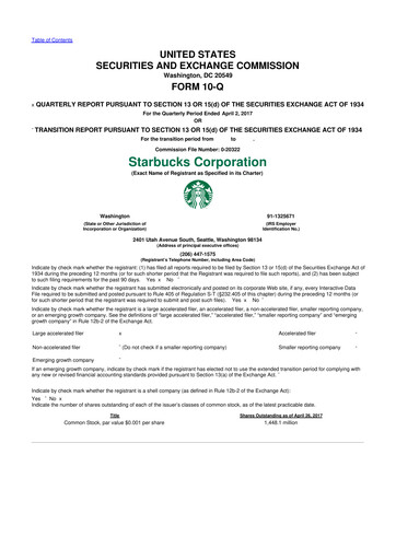 Thumbnail Starbucks 10-Q Quarterly Report FY2017 