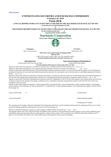 Thumbnail Starbucks 10-K Annual Report 2018