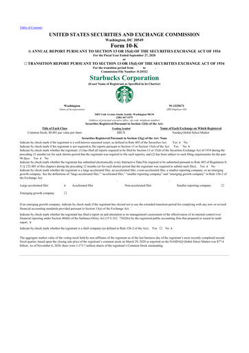 Thumbnail Starbucks 10-K Annual Report 2020