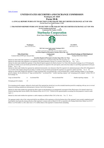 Thumbnail Starbucks 10-K Annual Report 2021