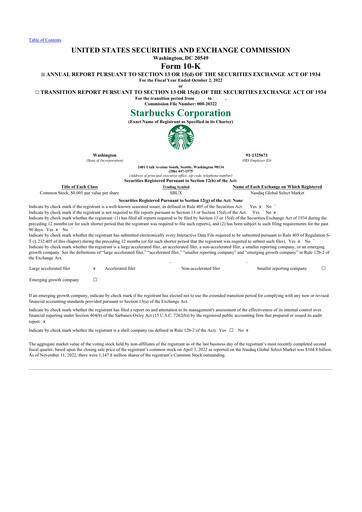 Thumbnail Starbucks 10-K Annual Report 2022