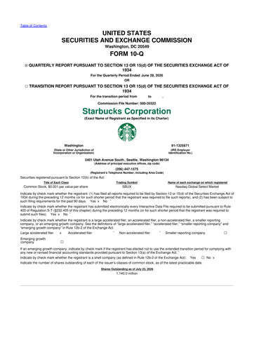 Thumbnail Starbucks 10-Q Quarterly Report FY2026 