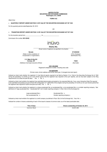 Miniature Inuvo 10-Q Rapport trimestriel 2013 