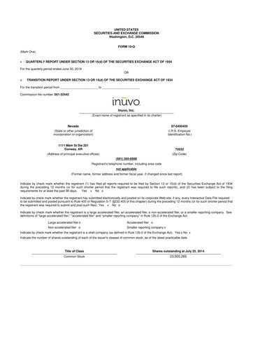Miniature Inuvo 10-Q Rapport trimestriel 2014 