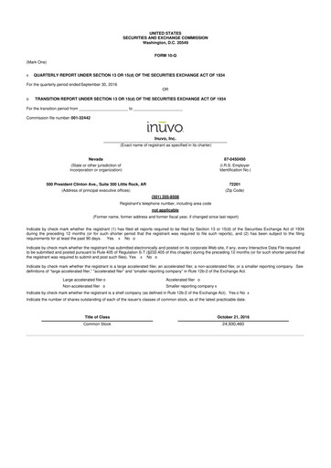 Miniature Inuvo 10-Q Rapport trimestriel 2016 