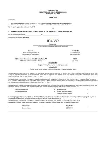 Miniature Inuvo 10-Q Rapport trimestriel 2018 