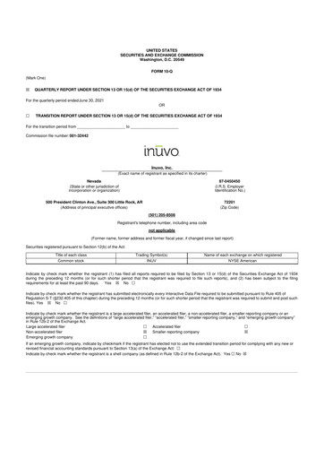 Miniature Inuvo 10-Q Rapport trimestriel 2021 