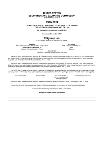 Thumbnail Citigroup 10-Q Quarterly Report FY2014 