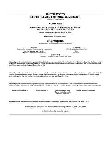Thumbnail Citigroup 10-Q Quarterly Report FY2015 