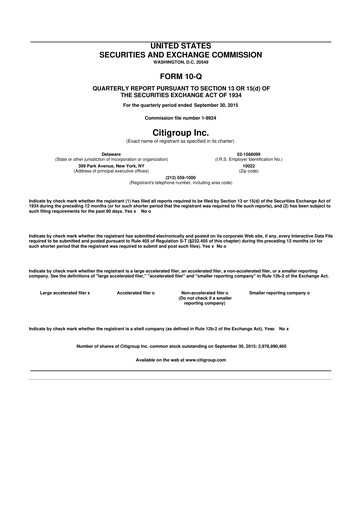 Thumbnail Citigroup 10-Q Quarterly Report FY2015 