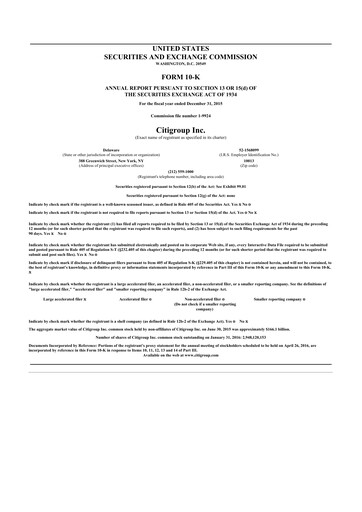 Thumbnail Citigroup 10-K Annual Report 2015