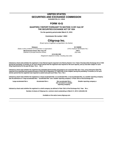 Thumbnail Citigroup 10-Q Quarterly Report FY2016 