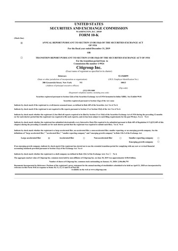 Thumbnail Citigroup 10-K Annual Report 2019