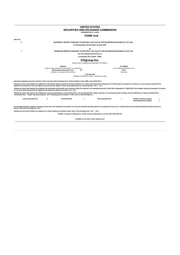 Thumbnail Citigroup 10-Q Quarterly Report FY2021 