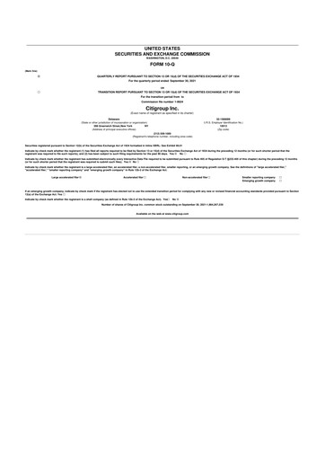 Thumbnail Citigroup 10-Q Quarterly Report FY2021 