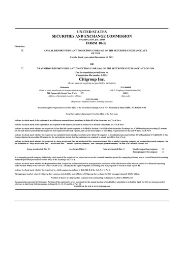 Thumbnail Citigroup 10-K Annual Report 2021