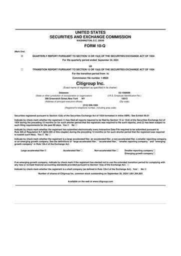 Thumbnail Citigroup 10-Q Quarterly Report FY2024 