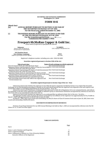 Thumbnail Freeport-McMoRan 10-K Annual Report 