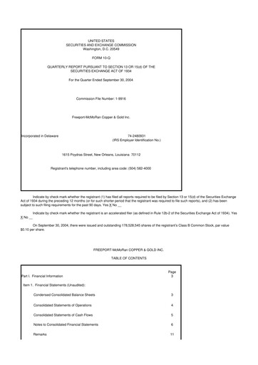 Thumbnail Freeport-McMoRan 10-Q Quarterly Report FY 