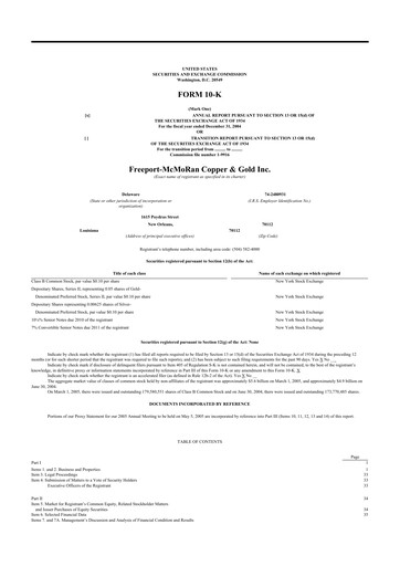 Thumbnail Freeport-McMoRan 10-K Annual Report 